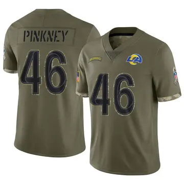 Nike Jared Pinkney Men's Limited Los Angeles Rams Olive 2022 Salute To Service Jersey