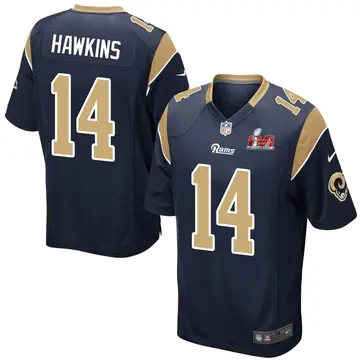 Nike Javian Hawkins Men's Game Los Angeles Rams Navy Team Color Super Bowl LVI Bound Jersey