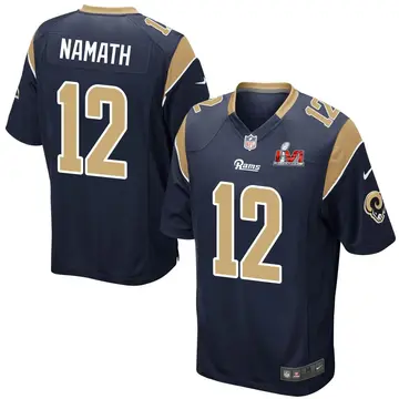 Nike Joe Namath Men's Game Los Angeles Rams Navy Team Color Super Bowl LVI Bound Jersey