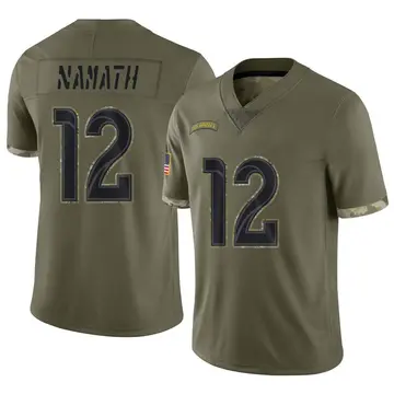 Nike Joe Namath Men's Limited Los Angeles Rams Olive 2022 Salute To Service Jersey