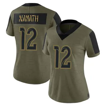 Nike Joe Namath Women's Limited Los Angeles Rams Olive 2021 Salute To Service Jersey