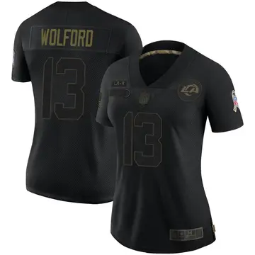 Nike John Wolford Women's Limited Los Angeles Rams Black 2020 Salute To Service Jersey