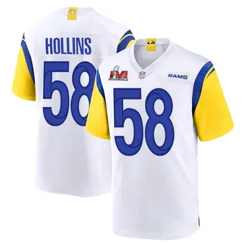 Nike Justin Hollins Men's Game Los Angeles Rams White Super Bowl LVI Bound Jersey
