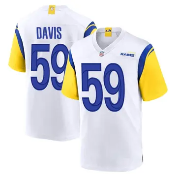 Nike Khalil Davis Men's Game Los Angeles Rams White Jersey