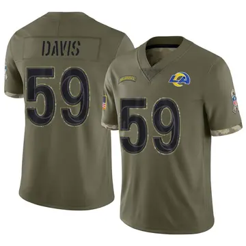 Nike Khalil Davis Men's Limited Los Angeles Rams Olive 2022 Salute To Service Jersey