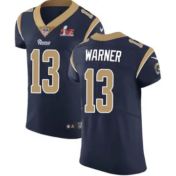 Nike Kurt Warner Men's Elite Los Angeles Rams Navy Team Color Vapor Untouchable Super Bowl LVI Bound Jersey