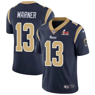 Nike Kurt Warner Youth Limited Los Angeles Rams Navy Team Color Vapor Untouchable Super Bowl LVI Bound Jersey