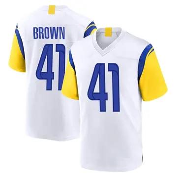 Nike Malcolm Brown Men's Game Los Angeles Rams White Jersey