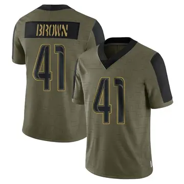 Nike Malcolm Brown Men's Limited Los Angeles Rams Olive 2021 Salute To Service Jersey