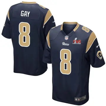 Nike Matt Gay Men's Game Los Angeles Rams Navy Team Color Super Bowl LVI Bound Jersey