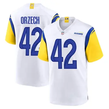 Nike Matthew Orzech Men's Game Los Angeles Rams White Jersey