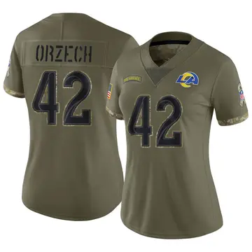 Nike Matthew Orzech Women's Limited Los Angeles Rams Olive 2022 Salute To Service Jersey