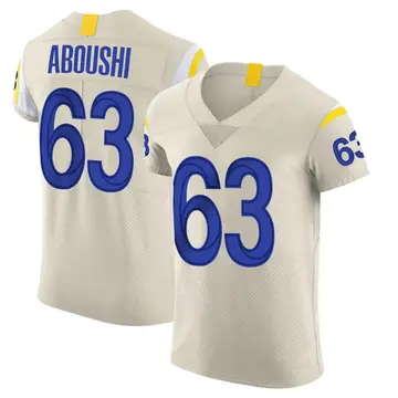 Nike Oday Aboushi Men's Elite Los Angeles Rams Bone Vapor Jersey
