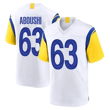 Nike Oday Aboushi Men's Game Los Angeles Rams White Jersey