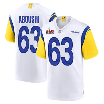 Nike Oday Aboushi Men's Game Los Angeles Rams White Super Bowl LVI Bound Jersey
