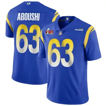 Nike Oday Aboushi Men's Limited Los Angeles Rams Royal Alternate Vapor Untouchable Super Bowl LVI Bound Jersey