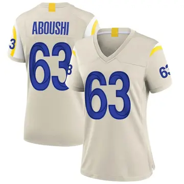 Nike Oday Aboushi Women's Game Los Angeles Rams Bone Jersey