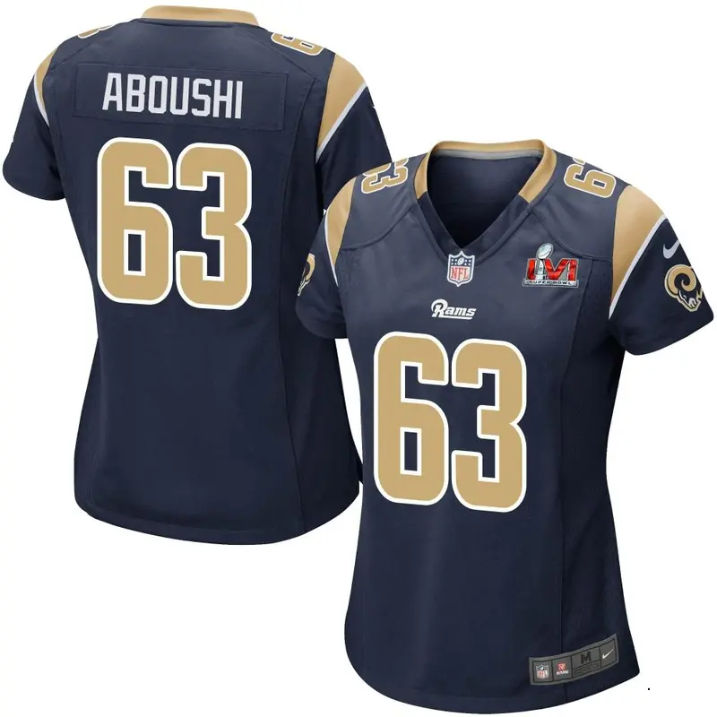 Nike Oday Aboushi Women's Game Los Angeles Rams Navy Team Color Super Bowl LVI Bound Jersey