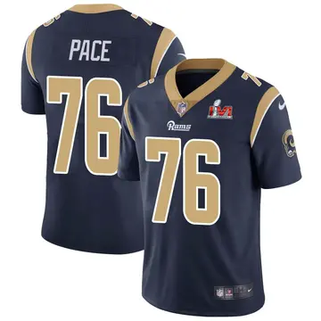 Nike Orlando Pace Men's Limited Los Angeles Rams Navy Team Color Vapor Untouchable Super Bowl LVI Bound Jersey