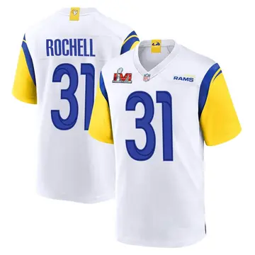 Nike Robert Rochell Men's Game Los Angeles Rams White Super Bowl LVI Bound Jersey