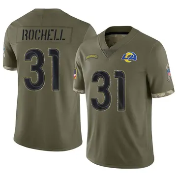 Nike Robert Rochell Men's Limited Los Angeles Rams Olive 2022 Salute To Service Jersey