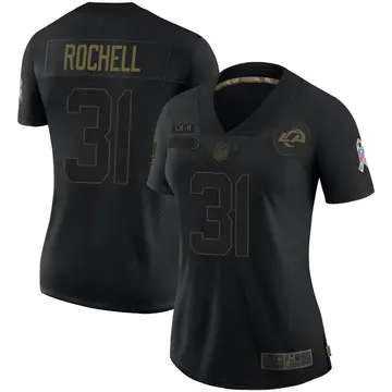 Nike Robert Rochell Women's Limited Los Angeles Rams Black 2020 Salute To Service Jersey