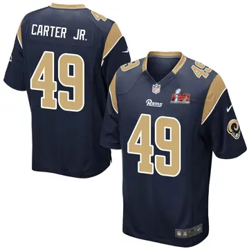 Nike Roger Carter Jr. Youth Game Los Angeles Rams Navy Team Color Super Bowl LVI Bound Jersey