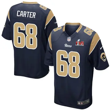 Nike T.J. Carter Men's Game Los Angeles Rams Navy Team Color Super Bowl LVI Bound Jersey