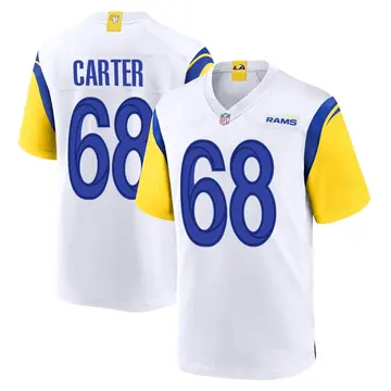 Nike T.J. Carter Men's Game Los Angeles Rams White Jersey