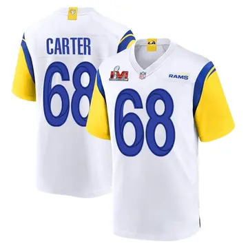 Nike T.J. Carter Men's Game Los Angeles Rams White Super Bowl LVI Bound Jersey
