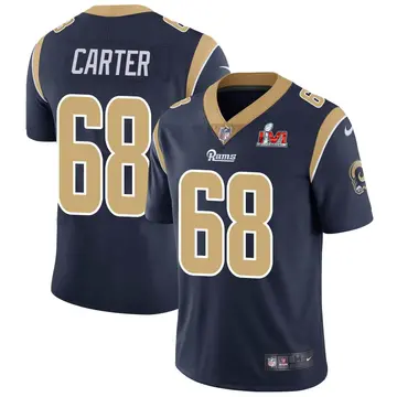 Nike T.J. Carter Men's Limited Los Angeles Rams Navy Team Color Vapor Untouchable Super Bowl LVI Bound Jersey