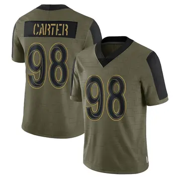 Nike T.J. Carter Men's Limited Los Angeles Rams Olive 2021 Salute To Service Jersey