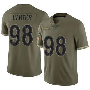 Nike T.J. Carter Men's Limited Los Angeles Rams Olive 2022 Salute To Service Jersey