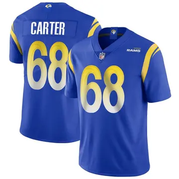 Nike T.J. Carter Men's Limited Los Angeles Rams Royal Alternate Vapor Untouchable Jersey