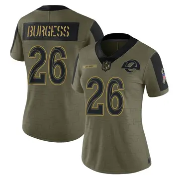 Nike Terrell Burgess Women's Limited Los Angeles Rams Olive 2021 Salute To Service Jersey