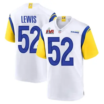 Nike Terrell Lewis Men's Game Los Angeles Rams White Super Bowl LVI Bound Jersey
