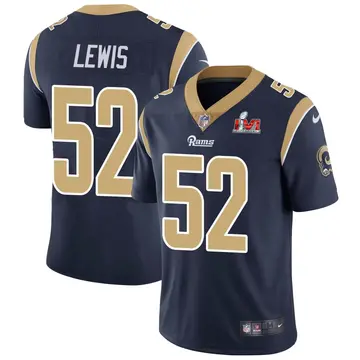 Nike Terrell Lewis Men's Limited Los Angeles Rams Navy Team Color Vapor Untouchable Super Bowl LVI Bound Jersey
