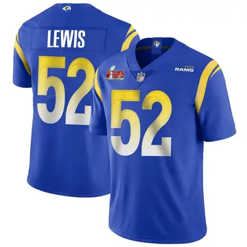 Nike Terrell Lewis Men's Limited Los Angeles Rams Royal Alternate Vapor Untouchable Super Bowl LVI Bound Jersey