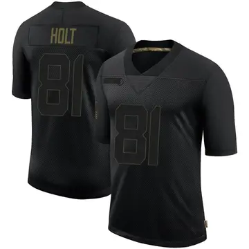 Nike Torry Holt Men's Limited Los Angeles Rams Black 2020 Salute To Service Jersey