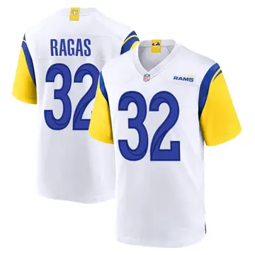 Nike Trey Ragas Men's Game Los Angeles Rams White Jersey