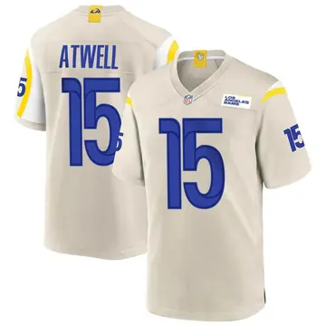 Nike Tutu Atwell Men's Game Los Angeles Rams Bone Jersey