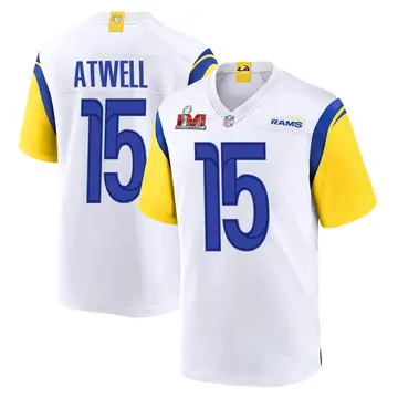 Nike Tutu Atwell Men's Game Los Angeles Rams White Super Bowl LVI Bound Jersey