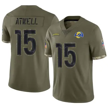 Nike Tutu Atwell Men's Limited Los Angeles Rams Olive 2022 Salute To Service Jersey