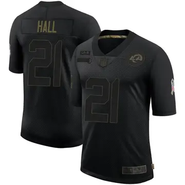 Nike Tyler Hall Men's Limited Los Angeles Rams Black 2020 Salute To Service Jersey