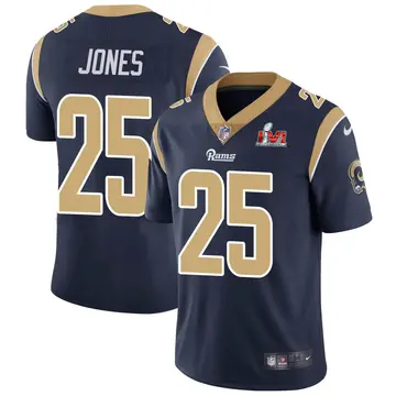 Nike Xavier Jones Youth Limited Los Angeles Rams Navy Team Color Vapor Untouchable Super Bowl LVI Bound Jersey
